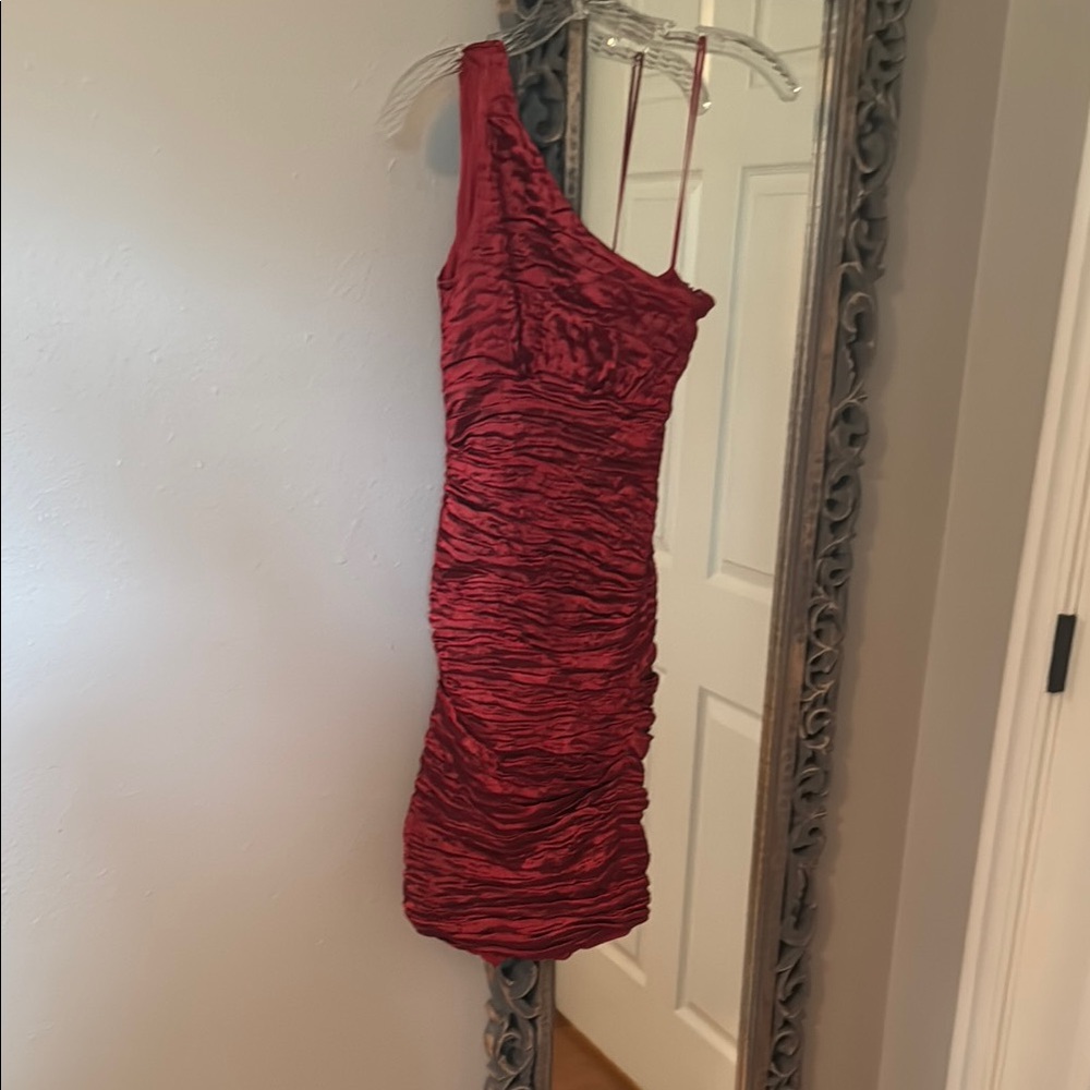 Nicole Miller Red One Shoulder Dress